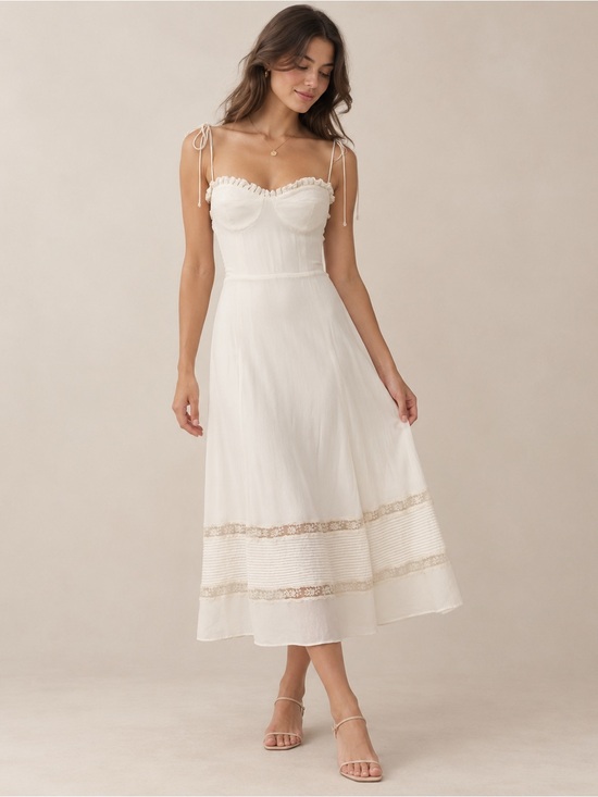 Reformation Dresses & Skirts - Reformation Ronan Ivory Lace Midi Dress Romantic Corset Size 4